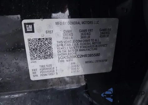 2017 GMC Yukon Slt from USA, damaged, VIN 1GKS2BKC2HR385580